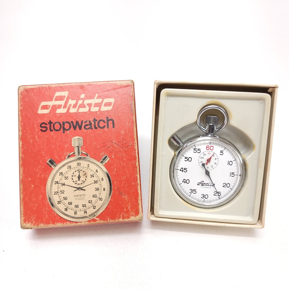 Vintage Aristo Apollo 7 Jewels Stopwatch Swiss Made Mechanical Timer with Box